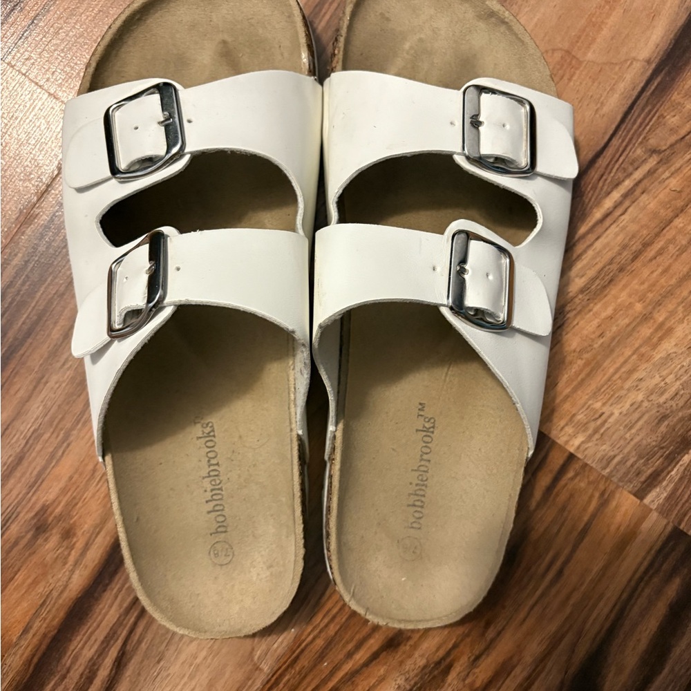 Bobbie Brooks White Sandals with Silver Accents